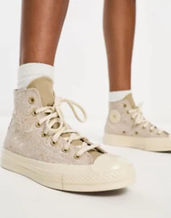 Sportswear*Converse Chuck 70 Hi Trainers With Swirl Print In Beige Tan