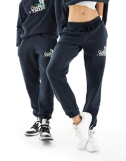 Tracksuits & Joggers*Crooked Tongues Unisex Co-Ord Oversized Joggers In Black With Embroidery Moonless Night