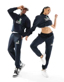 Tracksuits & Joggers*Crooked Tongues Unisex Co-Ord Oversized Joggers In Black With Embroidery Moonless Night