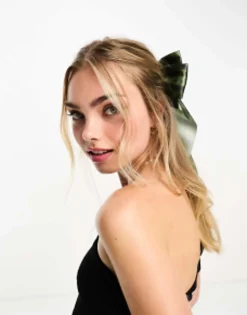 Hair Accessories*Daisy Street Check Hair Bow In Green