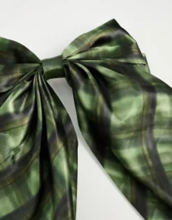 Hair Accessories*Daisy Street Check Hair Bow In Green