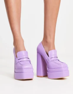 Loafers*Daisy Street Exclusive Double Platform Heeled Loafers In Purple