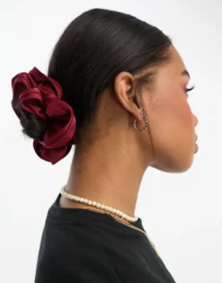 Hair Accessories*Daisy Street Oversized Satin Scrunchie In Red