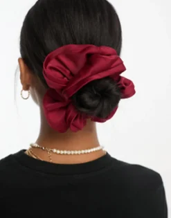 Hair Accessories*Daisy Street Oversized Satin Scrunchie In Red