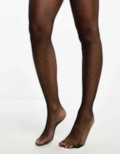Socks & Tights*Daisy Street Tights With Mulitcolour Rhinestones In Black