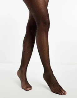 Socks & Tights*Daisy Street Tights With Mulitcolour Rhinestones In Black