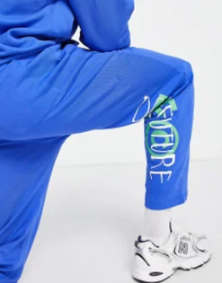 Tall*DESIGN Dark Future Co-Ord Relaxed Jogger With Logo Graphic Print In Blue Bright Blue