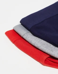Underwear*DESIGN 3 Pack Briefs In Red, Navy And Grey Grey Marl
