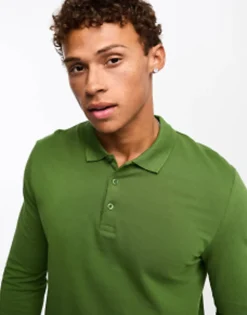 Polo Shirts*DESIGN 2 Pack Long Sleeve Pique Polo In Green And Navy Multi