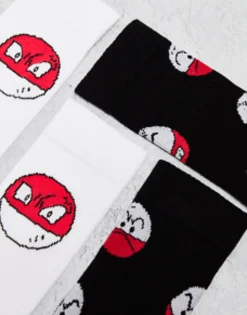 Socks*DESIGN 2 Pack Pokemon Sports Sock With Pokeball Multi