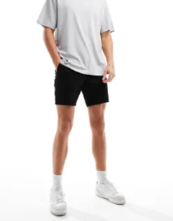 Shorts*DESIGN 2 Pack Slim Chino Shorts In Mid Length In Dark Khaki And Navy Multi