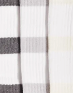 Socks*DESIGN 3 Pack Sports Sock With Thick Stripes In Tones Grey