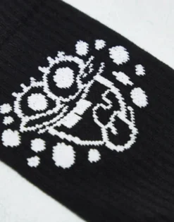 Socks*DESIGN 2 Pack Sports Socks In Black And White With Spongebob Multi