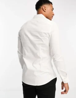 Tall*DESIGN 2 Pack Stretch Slim Fit Work Shirt In Save White / Blue