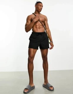Swimwear*DESIGN 2 Pack Swim Shorts In Short Length In Save Black/White
