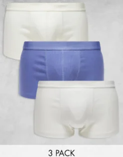 Underwear*DESIGN 3 Pack Trunks In Navy/Grey/Off White Multi