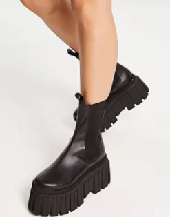 Chelsea Boots*DESIGN Arlo Premium Leather Chunky Chelsea Boots In Black Black Leather