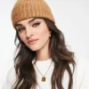 Beanies*DESIGN Beanie In With Tonal Faux Fur Pom Camel