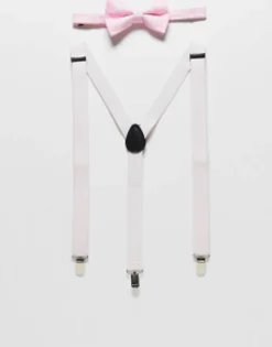 Ties*DESIGN Bow And Brace Set In Pink Light Pink