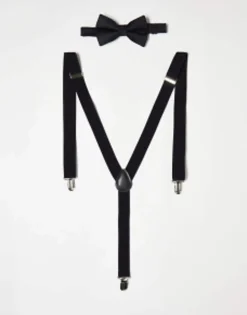 Ties*DESIGN Bow Tie And Braces Set In Black