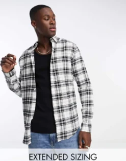 Tall*DESIGN Check Shirt In Black And White