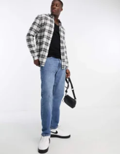 Tall*DESIGN Check Shirt In Black And White