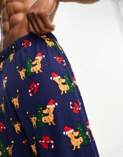 Gifts*DESIGN Christmas Dachshund Lounge Pants In Navy