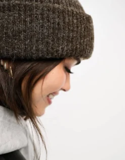 Hats*DESIGN Chunky Double Roll Beanie In Chocolate Brown