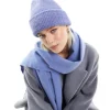 Beanies*DESIGN Chunky Double Roll Beanie In Blue Mid Blue