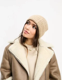 Hats*DESIGN Chunky Knit Beanie In Oatmeal Beige