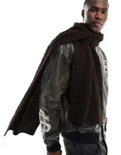 Scarves*DESIGN Chunky Knit Scarf In Brown