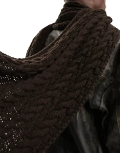 Scarves*DESIGN Chunky Knit Scarf In Brown