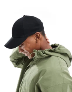 Caps & Hats*DESIGN Classic Baseball Cap In Cotton Black