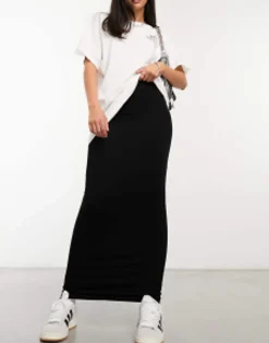 Skirts*DESIGN Column Maxi Skirt In Black
