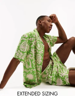 Swimwear*DESIGN Co-Ord In Green Tropical Print