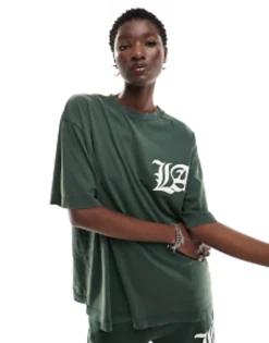 Tracksuits & Joggers*DESIGN Co-Ord With La Graphic In Washed Green
