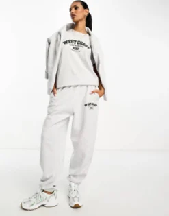 Tracksuits & Joggers*DESIGN Co-Ord With West Coast Graphic In Ice Marl