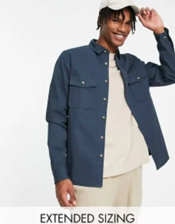 Tall*DESIGN Cotton Shacket In Navy