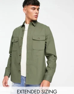 Tall*DESIGN Cotton Shacket In Khaki