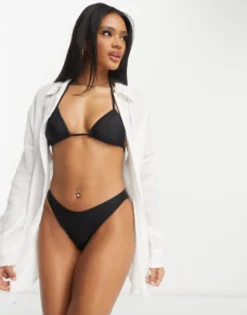 Swimwear & Beachwear*DESIGN Crinkle Beach Shirt In White