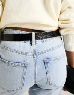 Belts*DESIGN Croc Double Circle Waist And Hip Belt Black