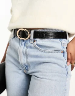 Belts*DESIGN Croc Double Circle Waist And Hip Belt Black
