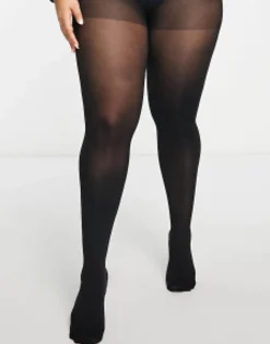 Socks & Tights*Curve Design 2 Pack 60 Denier Tights In Super Stretch Fit In Black