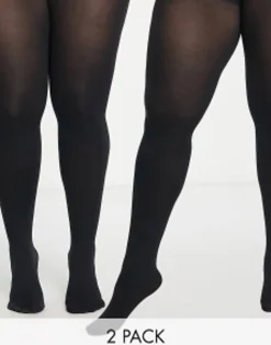Socks & Tights*Curve Design 2 Pack 90 Denier Super Stretch Tights In Black