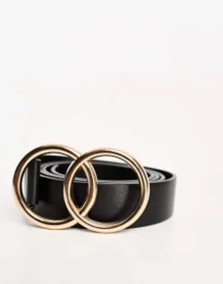 Belts*Curve Design Bevelled Double Circle Waist And Hip Belt In Metal Work Gold