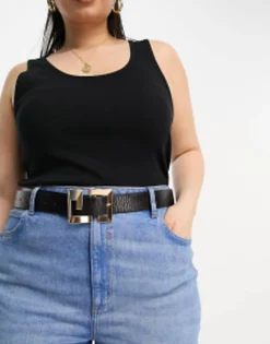 Belts*Curve Design Croc Spiral Logo Belt In Black