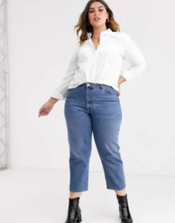 Shirts*Curve Design Long Sleeve Fitted Shirt In Stretch Cotton In White