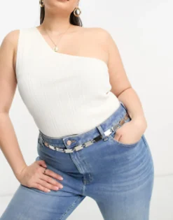Belts*Curve Design Rectangle Chain Link Belt In Silver