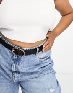 Belts*Curve Design Waist And Hip Jeans Belt In Black