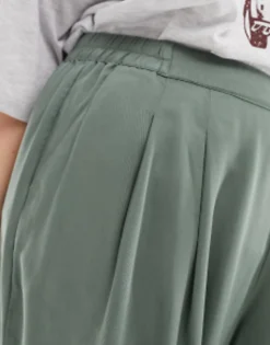Trousers & Leggings*DESIGN Curve Wide Leg Trouser In Dark Green